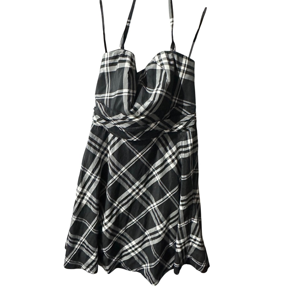 White House Black Market Plaid Mini Dress Strapless Sweetheart 12 - Picture 2 of 8